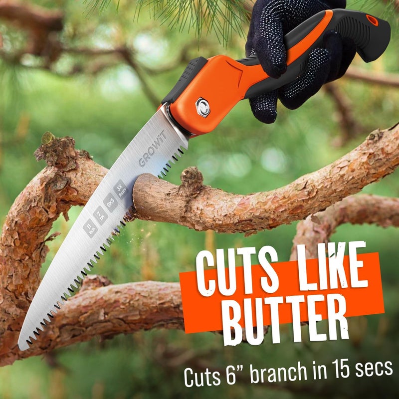 Craft911 GROWIT Folding Camping saw 11 Inch - Heavy Duty Pruning Saw with Triple-Cut SK5 Blade, 7 TPI Razor Teeth for Tree Trimming, Wood Cutting, Camping, Bushcraft, and Gardening - Image 5